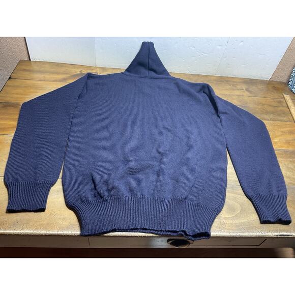 The Mariner Navy Blue Wool Shawl Collar Sweater Guideboat Co Made in England XL - Picture 15 of 15